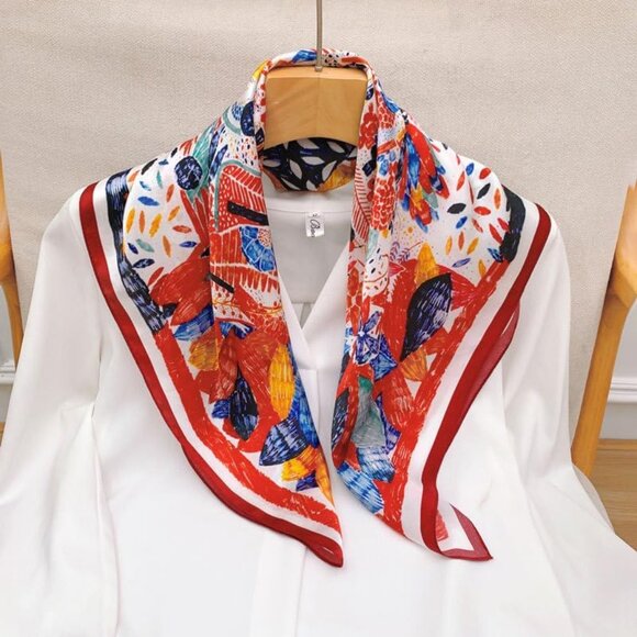 Pure Mulberry Flourish Flow Square Scarf Women Soft Head Neck Scarf Gift Packed - Picture 2 of 7